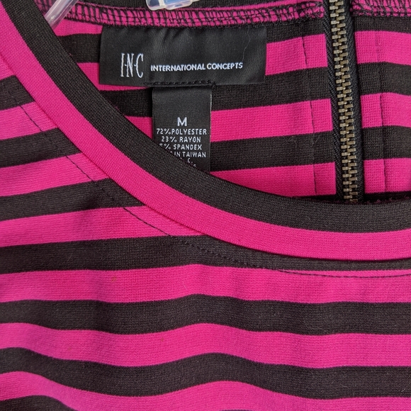 INC Hot Pink and Black Striped Sleeveless Dress Medium - Picture 13 of 16